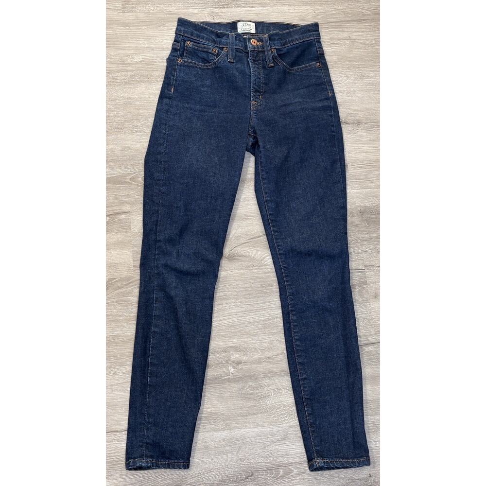 J. Crew 9" High Rise Toothpick Skinny Distressed Black Stretch Jeans Womens 25